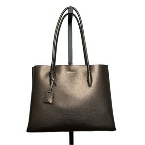 Kate Spade New York Eva Bronze Coated Leather Metallic Tote Bag.
